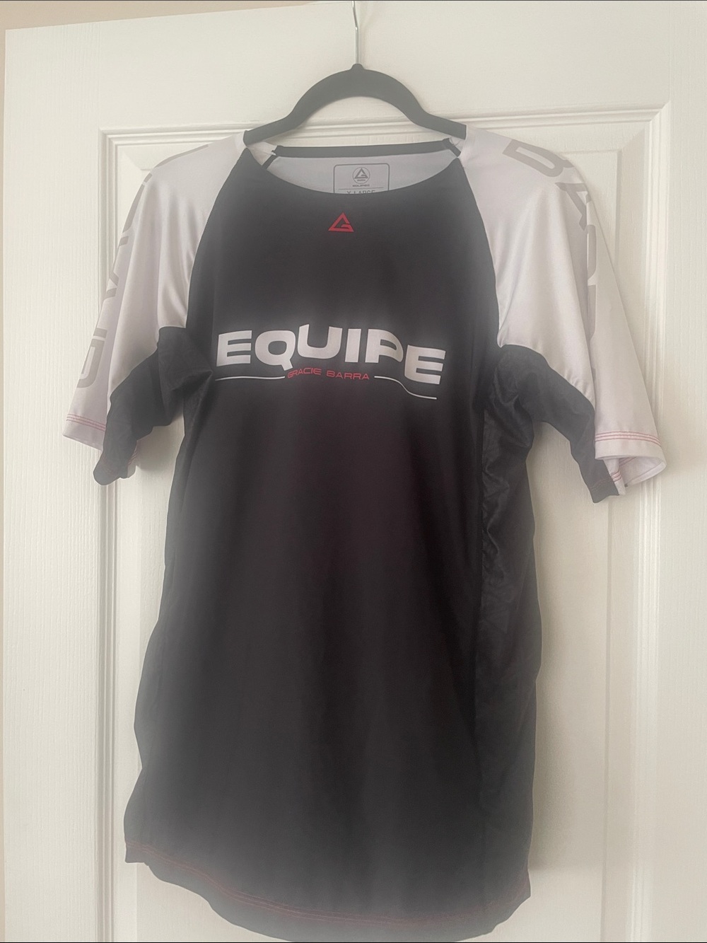 Gracie Barra Equipe Black and White Short Sleeve Rashguard Shirt